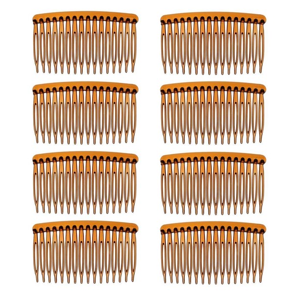 DaricowathX 8 Pieces Hair Combs, 8.5 cm Hair Side Comb Set Slides Tortoise Plain Hair Combs Clear Plain Hair Combs Side Combs Hair Combs(Coffee)