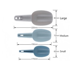 Septe Ice Scoop Set of 3, Multi-Purpose Plastic Kitchen Spoons for Flour, Ice Cubes, Dry Goods, and Pet Food