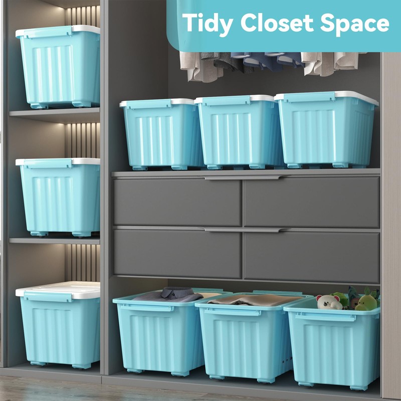 Nazhura 72 Quart Plastic Storage Bin, Stackable and Nestable Storage