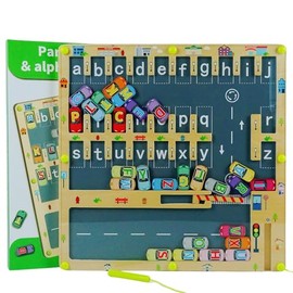 Magnetic Alphabet Maze Letter Puzzle, Montessori Toys for Letter Learning, Fine Motor Skills & Sensory Play Board, Wooden Educational Toy for Boys Girls 3 4 5 Years Old