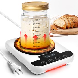 Upgraded Sourdough Starter Warmer, Precise 1°F Thermostat Control (70-100°F) Sourdough Starter Warmer Mat, Smart Memory Heating Mat for Sourdough Fermentation, 12-Hour Timer (White)