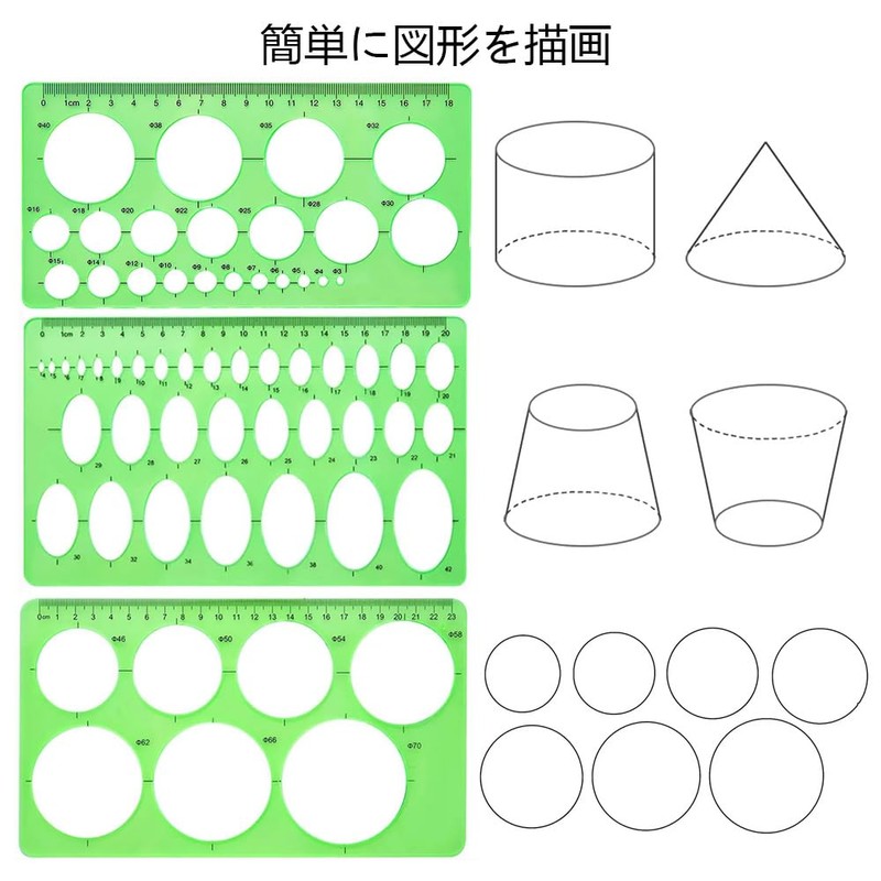 YJRUNFU Template Circular Ruler, Drafting Ruler Set, Ellipse, Square, Polyshaped,