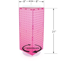 Azar Displays 703385-PNK Four-Sided Revolving 8”W X 20”H Pegboard Counter Display, Pink