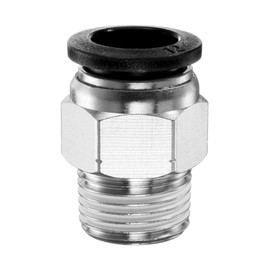 sourcing map Push to Connect Fitting 12mm Tube OD x 3/8" NPT Thread Male Straight Quick Connector Copper Air Line Hose Fittings for Industry Air System PC12-N03, Black