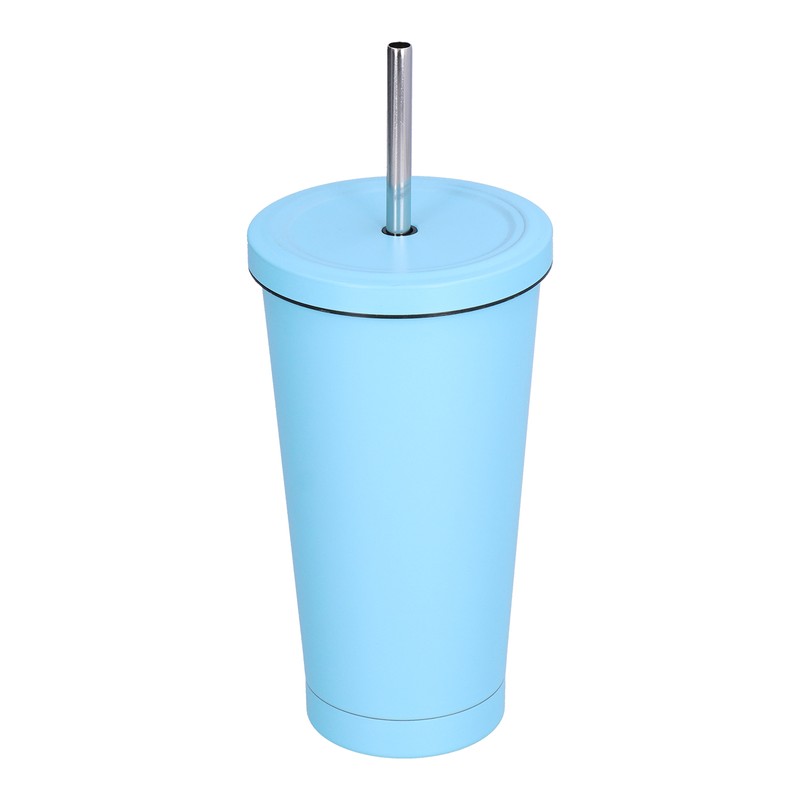 500ML Small Vacuum Coffee Cup Iced Coffee Bottle with Straw