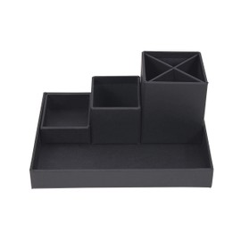 Bigso Box of Sweden Schreibtisch Organizer für Stifte, Büroklammern, Haftnotizen usw. – Sortierkasten mit 4 Fächern – Ordnungssystem aus Faserplatte und Papier – dunkelgrau