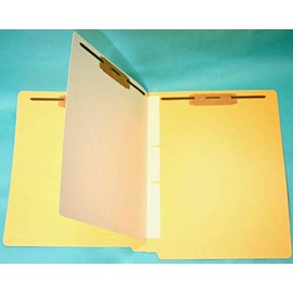 14 pt Colored End Tab File Folders with 2 Bonded Fasteners, Plus Divider with Bonded Fasteners Added. Letter Size, Box of 50. (Yellow)