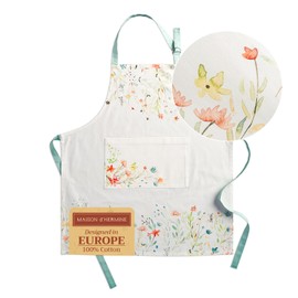 Maison d' Hermine Apron for women with Pocket 100% Cotton 27.50"x31.50" 1 Piece Adjustable Neck Strap & long ties Apron Men, Chef, Wedding, Cooking, Gardening, Server Spring/Summer (Colmar)