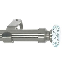 Meriville 1-Inch Diameter Window Treatment Curtain Rod, Cut Crystal Ball Finial, 28-inch to 48-inch Adjustable, Satin Nickel