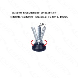 CSFMC Furniture Leveler Swivel Feet PTFE(Teflon) Bottom(25mm Base),Threaded Shank(1/4-20) Adjustment Pads,Table/Chair/Cabinet/Sofa Medium Legs Leveling,Nuts Installation and Floor Protection(16 Pack)