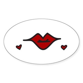 CafePress Red Lips Sticker Oval Car Bumper Sticker(10-Pack)