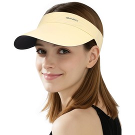 YANIKY Sun Visor Hat for Women,UPF50+ Seamless Sun Hats Men Women Lightweight Sports Cap Stretchy Ponytail Hat for Outdoor Beige