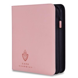 Card Guardian - Toploader 4 Pocket Premium Binder with Zip for 160 Cards - Side Loaded Pockets - Compatible with TCG Sports and Trading Cards (Pink)