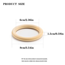 TOOINKCV 6 Pcs 90mm Wooden Rings for Crafts,Natural Unfinished Wood Rings, Natural Wooden Teething Rings, Wooden Loops Rings for DIY Craft Jewelry Making Pendant Connectors (Φ90mm)