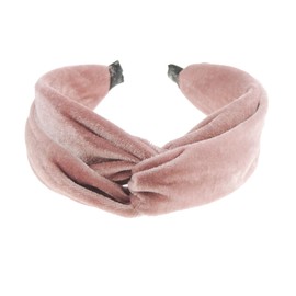 Womens Luxury Velvet Twist Knotted Turban Vintage Boho Wide Winter Evening Wedding Party Bridal Christmas Birthday Bridesmaid Headband Alice Band Hair Accessories Hairband, Gift Idea (Dusky Pink)