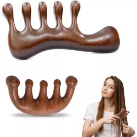 HX YueGouGUHI 로크 빗 2팩 나무 마사지 두피 구아샤 브러시 리트위스트용 Locks wooden massage scalp gua sha brush for hair twist 2 pack [2]
