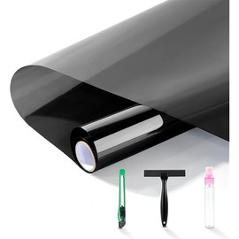 FuFin One-Way Window Privacy Film with Installation Tools,Premium PET Material,Heat Control 99% UV Blocking and Privacy Protection and Blackout Window Film (Black, 17.5Inch×78.7Inch)