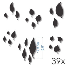 Window Protection Tree Leaves Stickers - Anti-Collision Stickers to Prevent People and Bird Strikes on Window Glass - Set of 39 Tree Leaves Decals - Color: Black