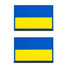 Pack of 2 3D PVC rubber Ukraine flag patches, heavy robust material, hook back without loop, tactical Ukrainian emblem patch for clothing, bags, backpack, uniform vest