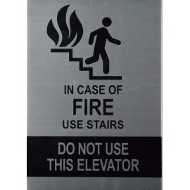 BUILDINGSINGS.COM in CASE of FIRE USE Stairs Sign (Silver, Size 6X9, Double Sided Tape)-REF24-10