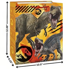Jurassic World 3 Multicolor Large Gift Paper Bag - 1 Pc - Dinosaur Themed - Perfect for Birthday Parties & Events