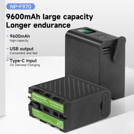 CITYORK USB NP-F960/970 9600mAh Battery for Sony F550 F750 F770 F930 F960 NF970 F980, NP-F Batteries for Sony CCD-TRV215 CCD-TR917 CCD-TR315 Cameras, LED Display Indicator