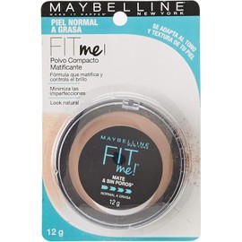 Maybelline Base de Maquillaje en Polvo Fit Me, TRUE BEIGE 222, 12 gr, matifica y controla brillo por 16h, minimiza la apariencia de poros, iguala el tono y la textura de la piel