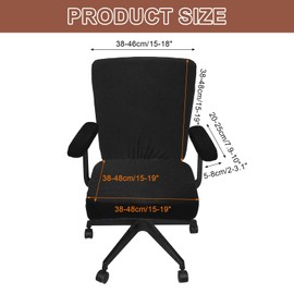 sourcing map Office Chair Covers, Stretchable Rotating Chair Slipcover Desk Computer Backrest Armrest Seat Cover for Office Home, 38-48cm Medium Seat Slipcover, Black