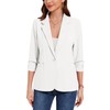 MINTLIMIT Women's White 3/4 Ruched Sleeve Blazer One Button Notch