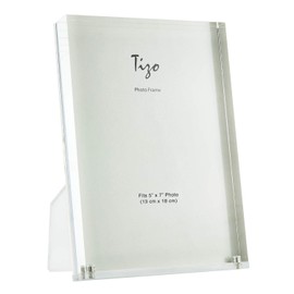 Tizo 5x7 Designer Lucite Picture Frame, 1 Inch Thick with Lucite Easel Back, Clear (Multiple Colors Available)
