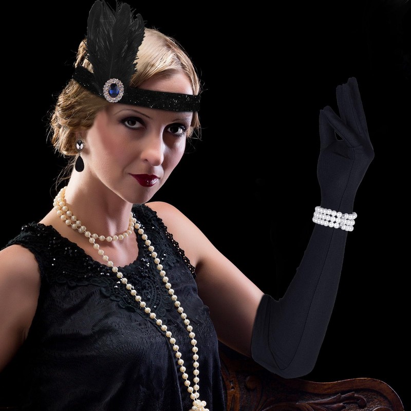 FEPITO 8 Pieces 1920s Flapper Great Gatsby Accessories Set Fashion