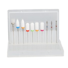 10Pcs Nail Drill Bits Set, Tungsten Steel and Ceramic Drill Bits with Storage Box, Nail Art Manicure Drill Bit for Acrylic Gel Nails Cuticle Manicure Pedicure, Home Salon (#1)