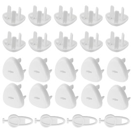 20 Pcs Three-Hole Plug Socket Covers UK, Baby Safety Socket Covers with 4 Opener, Child Safety Plug Protectors for Sockets Ideal for Home and School (White)
