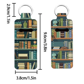 FREEBLOSS 2Pcs Chapstick Holder Keychain Bookshelf Pattern Lip Balm Keychain Holder Chap Stick Holder with Clip Chapstick Key Chain Holder Lip Balm Sleeve Pouch Lipstick Lip Gloss Holder for Women
