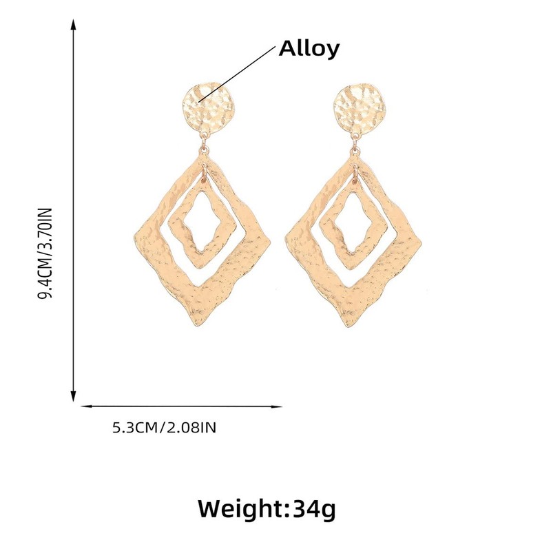 Geometric Diamond Shaped Earrings, Geometric Hoop Dangle Earrings for Women,
