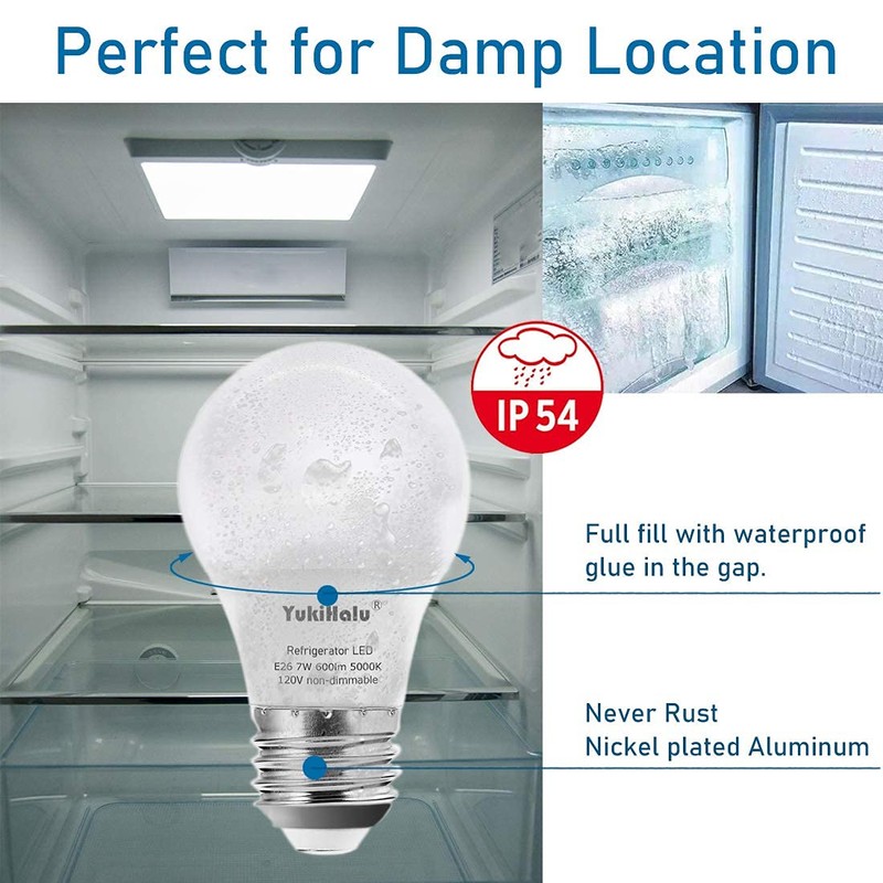 YukiHalu, A15 Appliance Light Bulb, 60W Equivalent for Range Hood/Refrigerator
