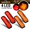 Partsam 4x Waterproof Amber/Red 4LED Side Marker Light for Trailer