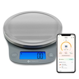 Etekcity Nutrition - Báscula de cocina inteligente para alimentos, onzas digitales y gramos para cocinar, hornear, preparar comidas, dieta y pérdida de peso, 12 libras-Bluetooth, acero inoxidable 304