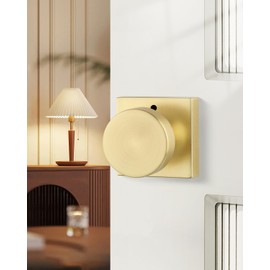 Haidms Gold Door Knobs Interior Privacy, Heavy Duty Square Brushed Gold Interior Door Knobs for Bedroom Bathroom, Brushed Brass Door Knob (4 Pack)