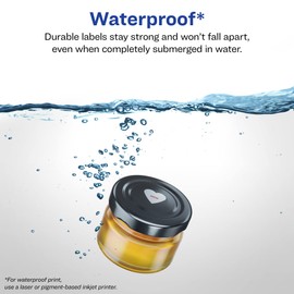 Avery Durable Waterproof Heart Labels, Sure Feed Technology, 0.75" x 0.75", 800 Total, Oil and Tear-Resistant Waterproof Labels, Print-to-The-Edge, Laser/Pigment-Based Inkjet Printable