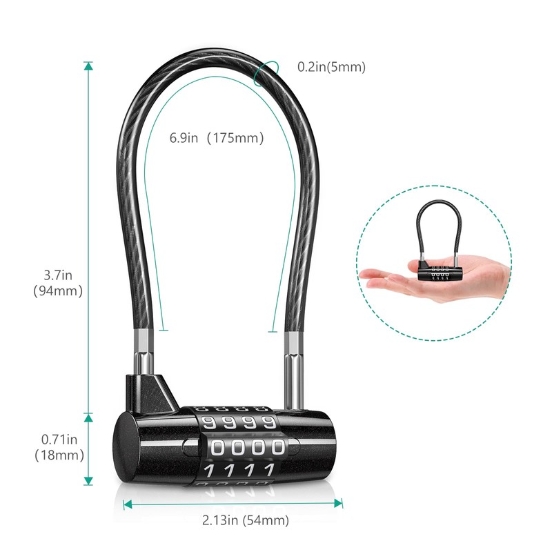 ORIA Combination Padlock, Small Padlocks with Code, 4 Digit Safety