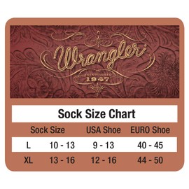 Wrangler Men's Western Boot Socks, Black, Large(Pack of 3)