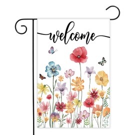 Avezano Welcome Wildflower Garden Flag Spring and Summer Floral Yard Flag for Outside Farmhouse Garden Decor Seasonal Welcome Sign Porch Decorations 12x18 Inch