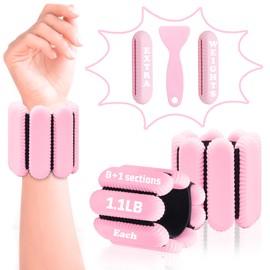 Wrist Ankle Weights for Women, Adjustable Weight(1LB~1.1LB Each) with Spare Two Weights Non-Slip Hand & Leg Weighted for Strength Training, Walking, Running, Yoga, Pilates, and Jogging(Pink)