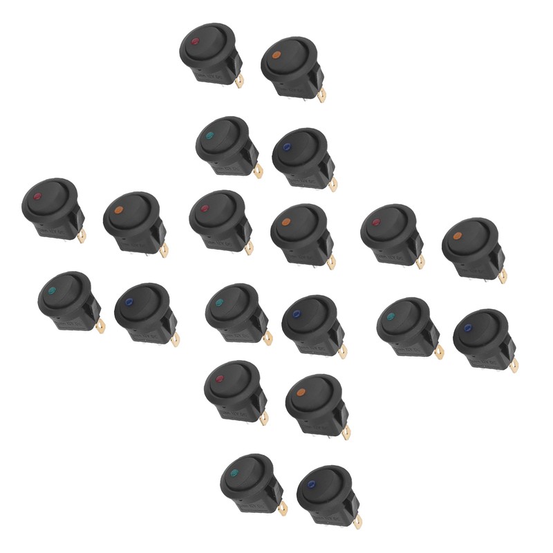 20Pcs 12V Round Rocker Switch LED Light 3 Pin 2