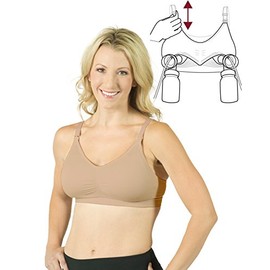 Seamless Pump&Nurse Nursing Bra with Built in Hands-Free Pumping Bra - Nude, S