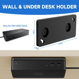 CaSZLUTION Under Desk and Wall Mount for Dell Universal Dock UD22, Acrylic Docking Station Mount Holder (Black Plate Only)