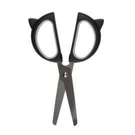 WEDO Children's Scissors 13 cm Cat Rental Black - Craft Scissors with Soft Grip & Round Tip
