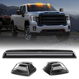 LUDARM LED Cab Roof Light Compatible with Silverado Sierra 2500HD 3500HD 2020-2025 Pickup Truck Cab Clearance lights 3PCS Amber Light Clear Lens