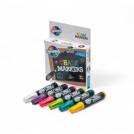Spektra Chalk Markers – Set of 6 Bright, Water-Based Markers for Blackboards, Cardstock & Dark Surfaces – Erasable, Non-Toxic, Vibrant Colors